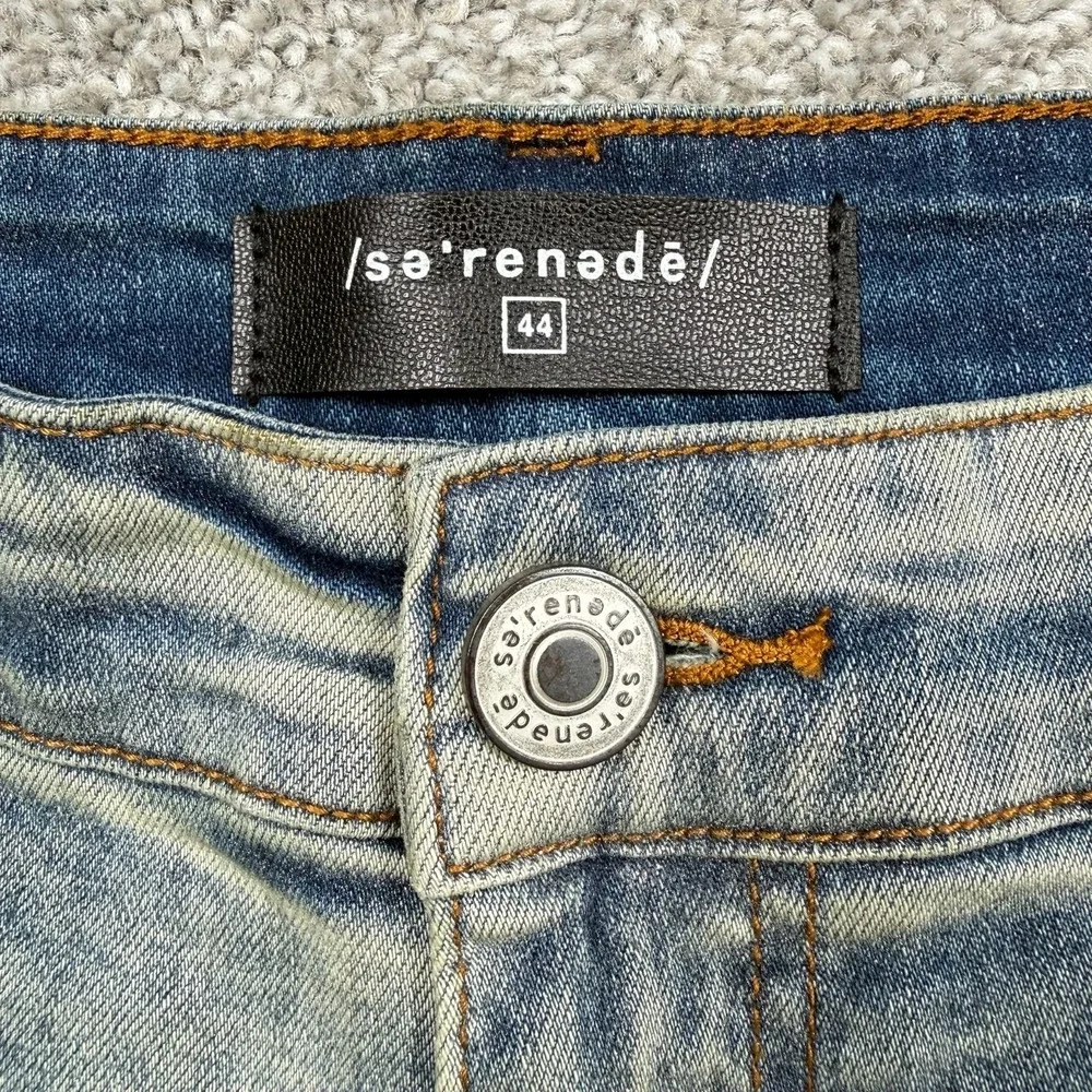 SERENEDE Jeans Men's 44x34 Light Wash Stretch Skinny Denim